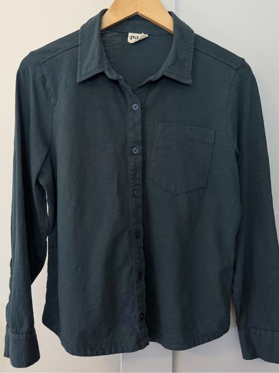 Pact Tops - Pact Women’s 100% Organic Cotton Dark Teal Button Down Shirt